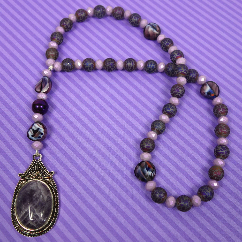 B-B-242-4 Purple Crackle Prayer Beads