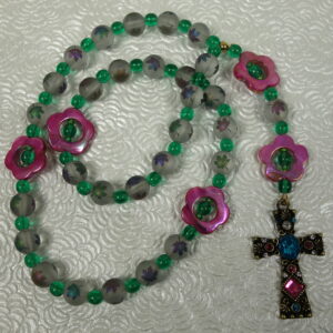 Pink Aqua Leaves Protestant Prayer Beads - Image 9