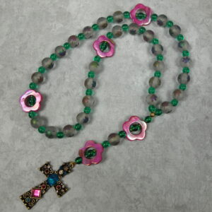 Pink Aqua Leaves Protestant Prayer Beads - Image 8