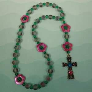 Pink Aqua Leaves Protestant Prayer Beads - Image 13