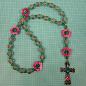 Pink Aqua Leaves Protestant Prayer Beads - Image 12