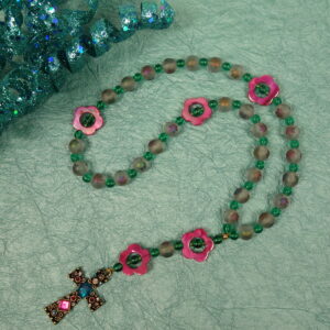 Pink Aqua Leaves Protestant Prayer Beads - Image 5