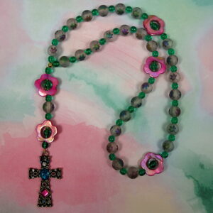 Pink Aqua Leaves Protestant Prayer Beads - Image 11