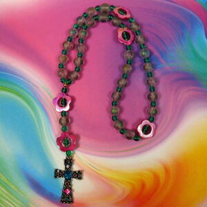 Pink Aqua Leaves Protestant Prayer Beads - Image 3
