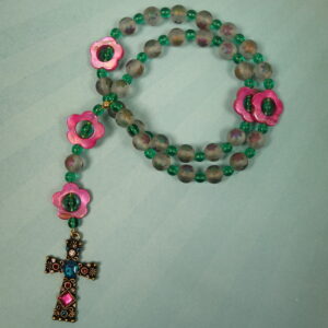 Pink Aqua Leaves Protestant Prayer Beads - Image 10