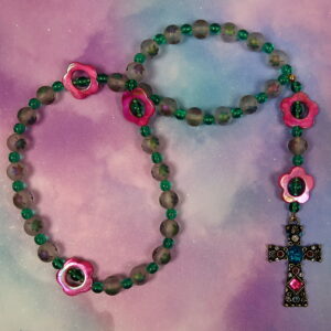 Pink Aqua Leaves Protestant Prayer Beads - Image 6