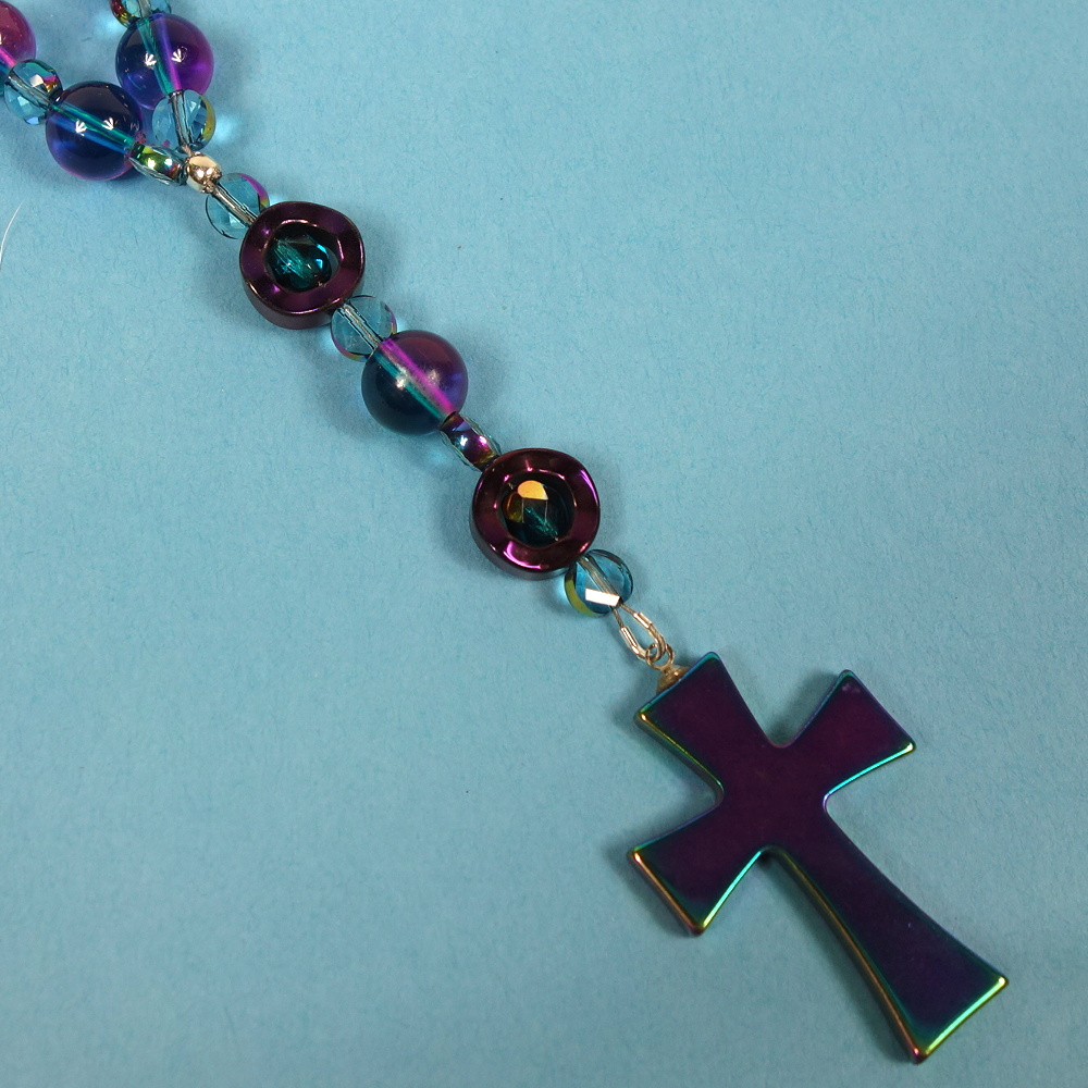  Purple Blue Hematite Cross