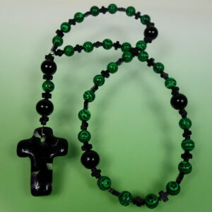 Faux-Malachite Prayer Bead Necklace