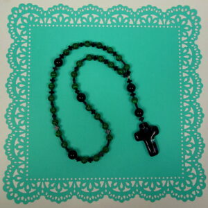 Green Faux Malachite Prayer Bead Necklace - Image 9