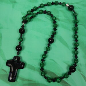 Green Faux Malachite Prayer Bead Necklace - Image 5
