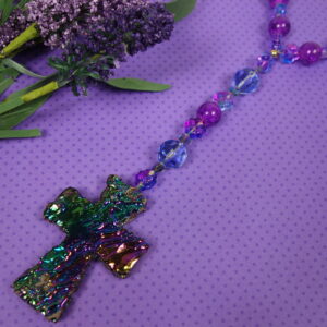 Purple Blue Rainbow Prayer Bead Necklace - Image 12