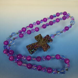 Purple Blue Rainbow Prayer Bead Necklace - Image 3