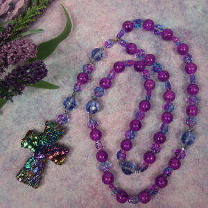 Purple Blue Rainbow Prayer Bead Necklace - Image 5