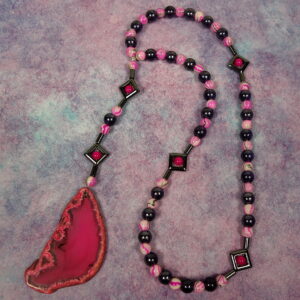Purple Pink Agate Prayer Bead Necklace - Image 5