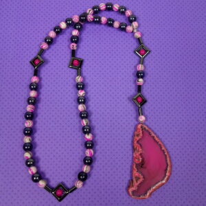 Purple Pink Agate Prayer Bead Necklace - Image 3