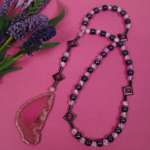 Purple Pink Agate Prayer Bead Necklace - Image 6