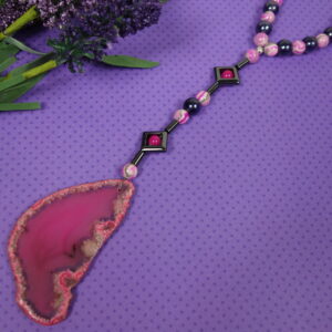 Purple Pink Agate Prayer Bead Necklace - Image 7
