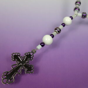 Purple White Foiled Starburst Prayer Beads - Image 5