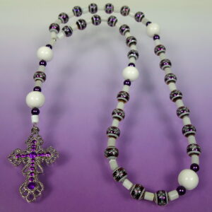 Purple White Foiled Starburst Prayer Beads