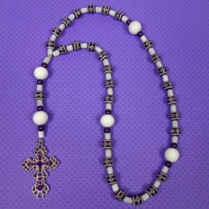 Purple White Foiled Starburst Prayer Beads - Image 6