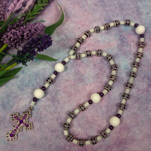 Purple White Foiled Starburst Prayer Beads - Image 3