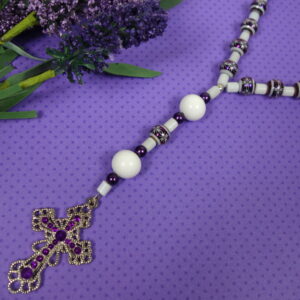 Purple White Foiled Starburst Prayer Beads - Image 8
