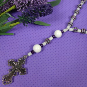 Purple White Foiled Starburst Prayer Beads - Image 9