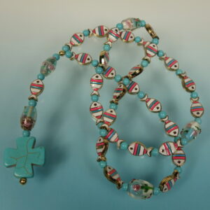Pink Aqua Fish Protestant Prayer Bead Set - Image 3