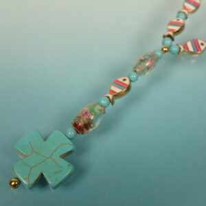 Pink Aqua Fish Protestant Prayer Bead Set - Image 5