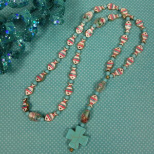 Pink Aqua Fish Protestant Prayer Bead Set - Image 9