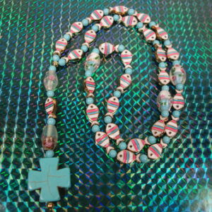 Pink Aqua Fish Protestant Prayer Bead Set - Image 7