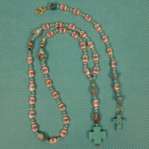 Pink Aqua Fish Protestant Prayer Bead Set