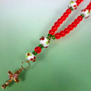 Flowered Red Prayer Bead Bracelet - Image 5