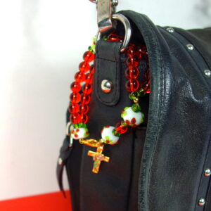 Flowered Red Prayer Bead Bracelet - Image 3