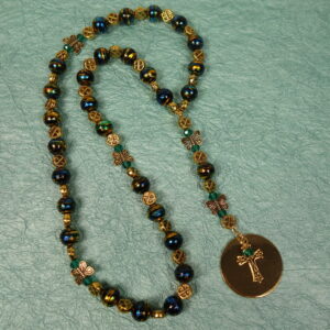 Blue Foiled Butterflies Prayer Bead Necklace - Image 5