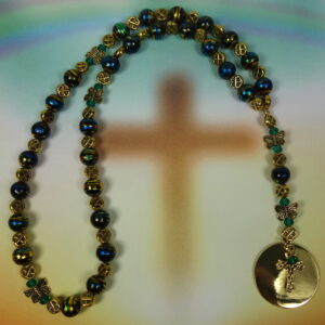 Blue Foiled Butterflies Prayer Bead Necklace - Image 6