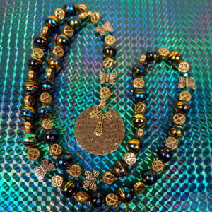 Blue Foiled Butterflies Prayer Bead Necklace - Image 7