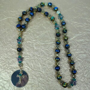 Blue Foiled Butterflies Prayer Bead Necklace - Image 8